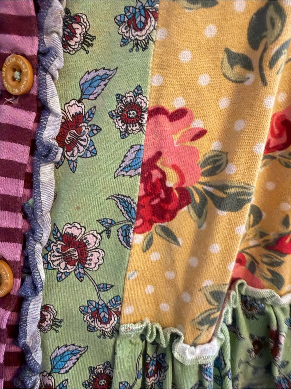 Colorful Mixed-Print Floral Ruffle Button Front Top - Picture 2 of 2